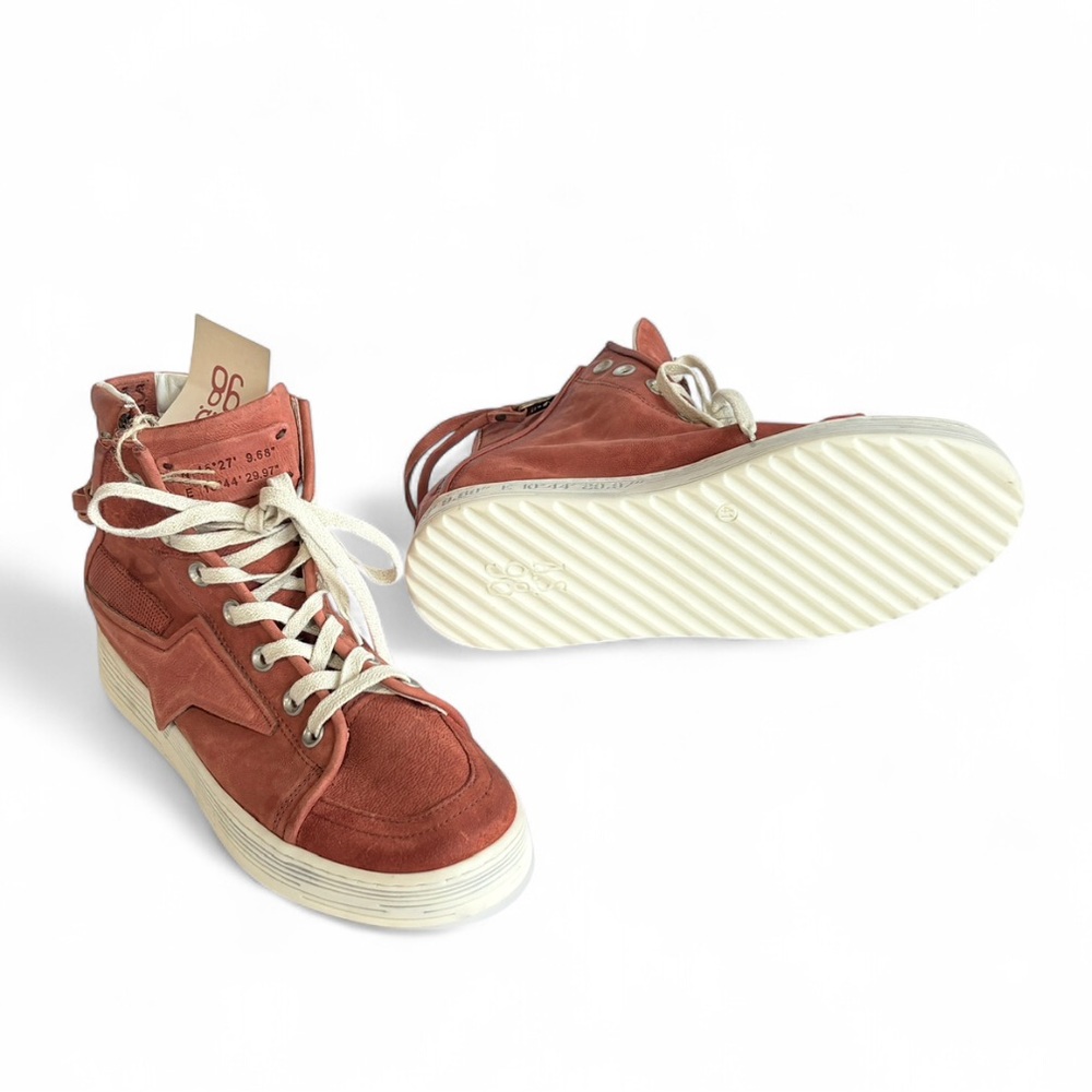 A.S.98 ADLER Rust Suede High-Top Sneakers with Cream Laces - Picture 3 of 7